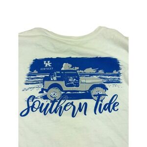 Southern Tide Mens White Kentucky Wildcats Jeep Graphic T Shirt Size L